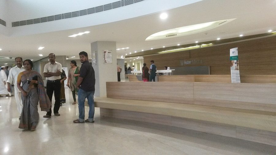 Reception lobby of an Aster hospital